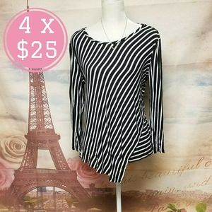 Jaclyn Smith striped asymmetric top
